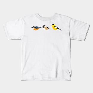 Nuthatch, Chickadee, and Goldfinch Kids T-Shirt